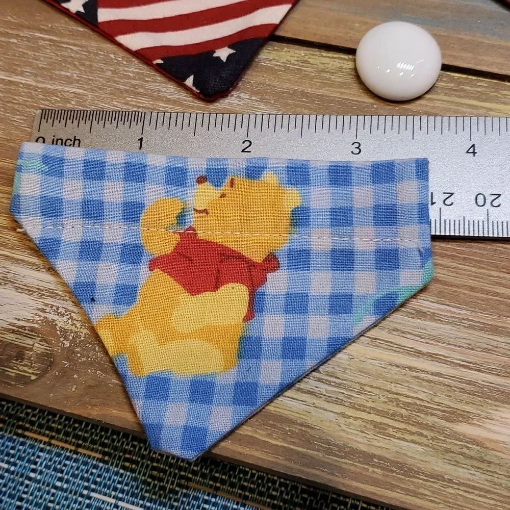 #40 Set of Four Mini Dog Cat Kitten Bandanas, Slips over Your Collar
